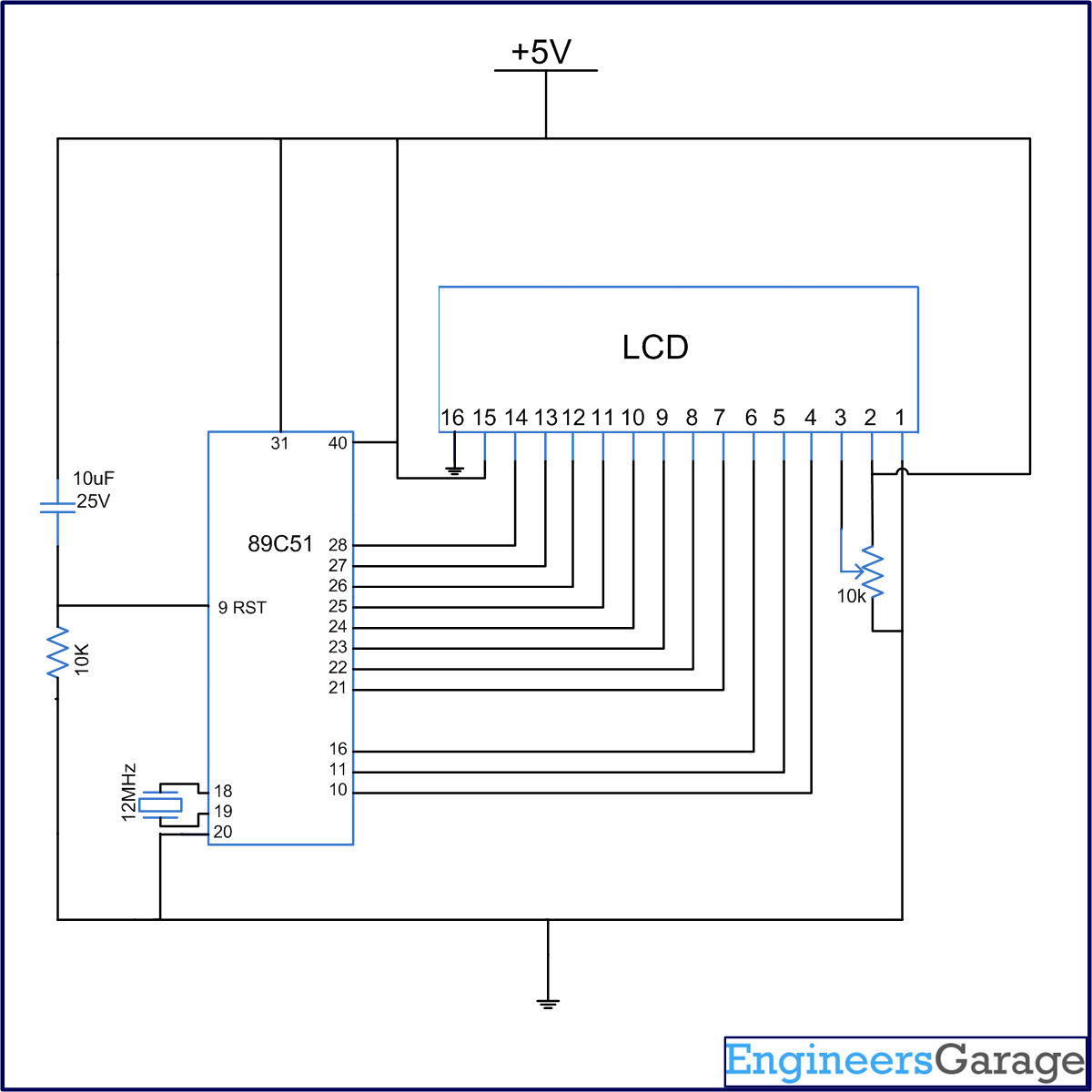 How to interface 16x2 LCD with 8051 microcontroller (AT89C51) (Part 6/45)