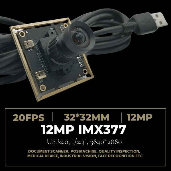 4K 12MP USB Camera Module with 1/2.3”CMOS IMX377 Sensor, 3840X2880 Fish