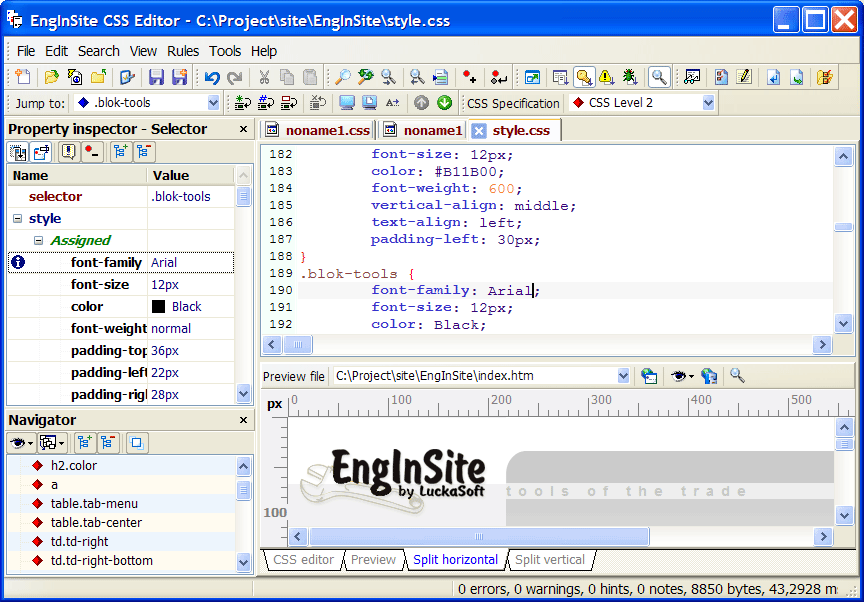 CSS Editor by EngInSite Edit Cascading Style Sheets with ease!