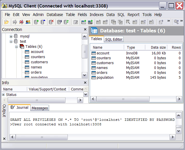 Client for MySQL Popular MySQL Front End Admin GUI Tool