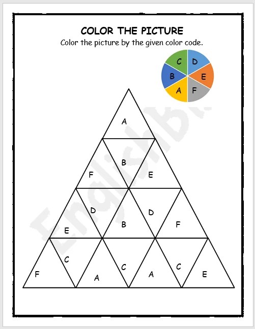 Triangles Coloring by Letters Worksheet EnglishBix