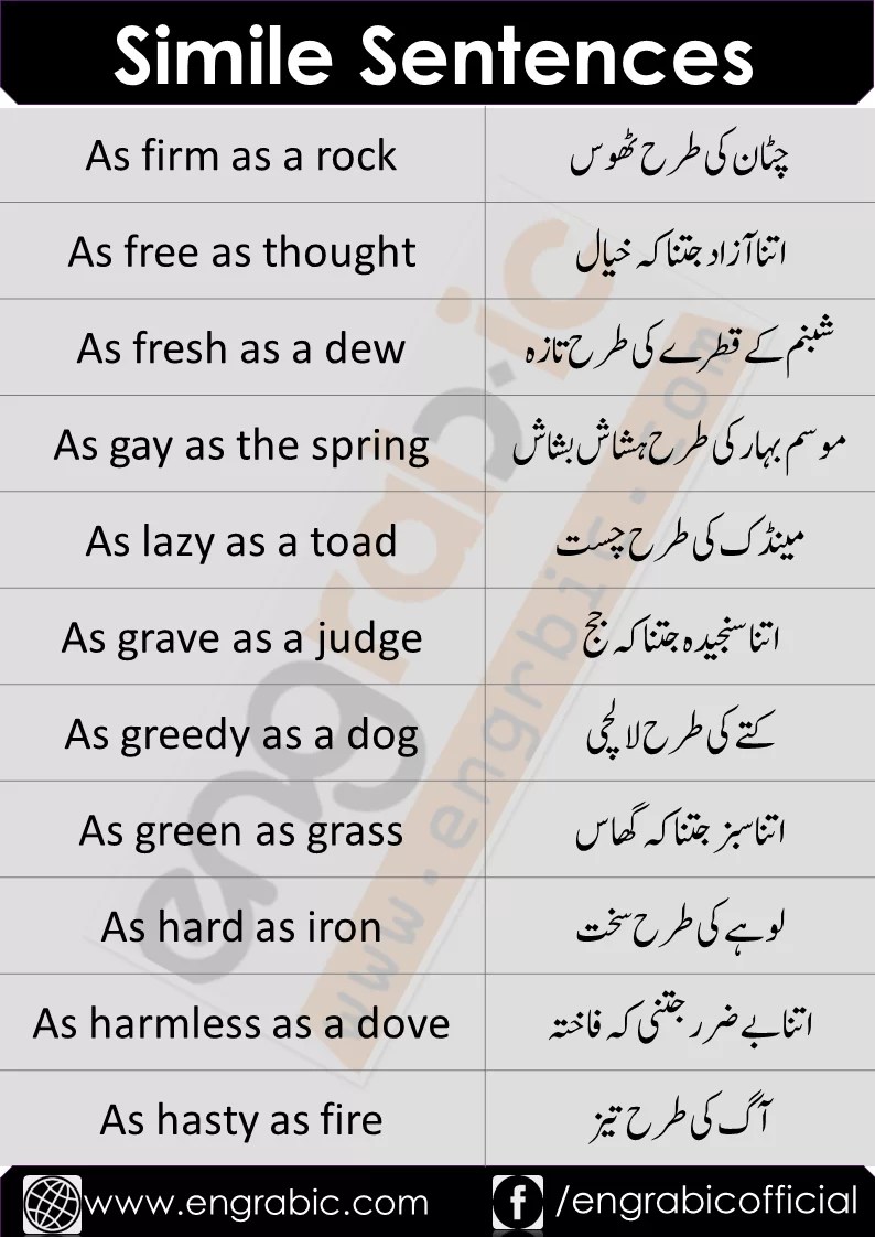 Simile Sentences Definition and Examples for Kids Engrabic