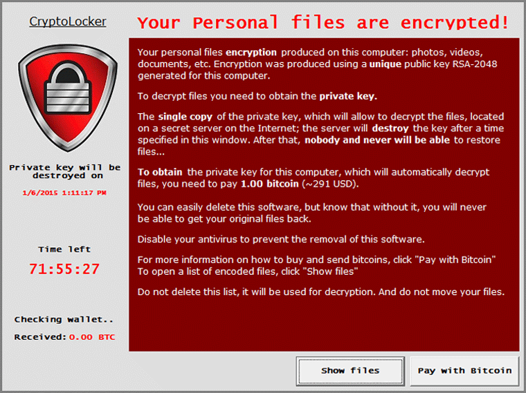 CryptoLocker Ransomware Removal Report
