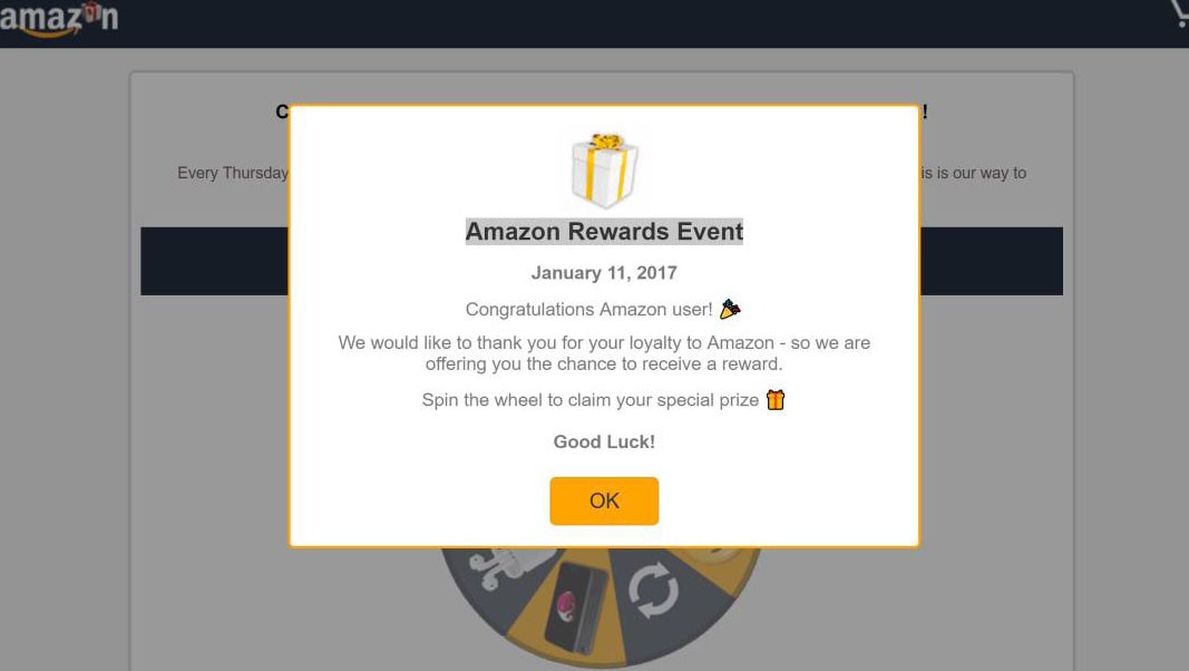 'Amazon Loyalty Program' PopUp Scam Image