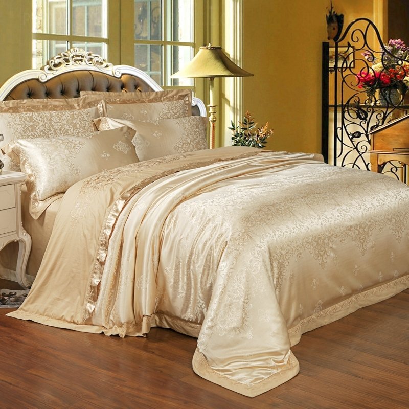 Get the best deals on queen size bedding sheets. metallic gold gothic pattern ethnic style sequin embroidered design luxury jacquard satin full queen size bedding sets