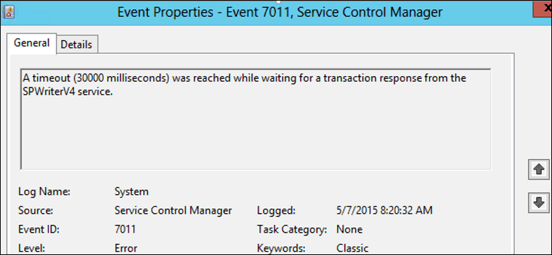 A timeout 30000 milliseconds was reached while waiting for a