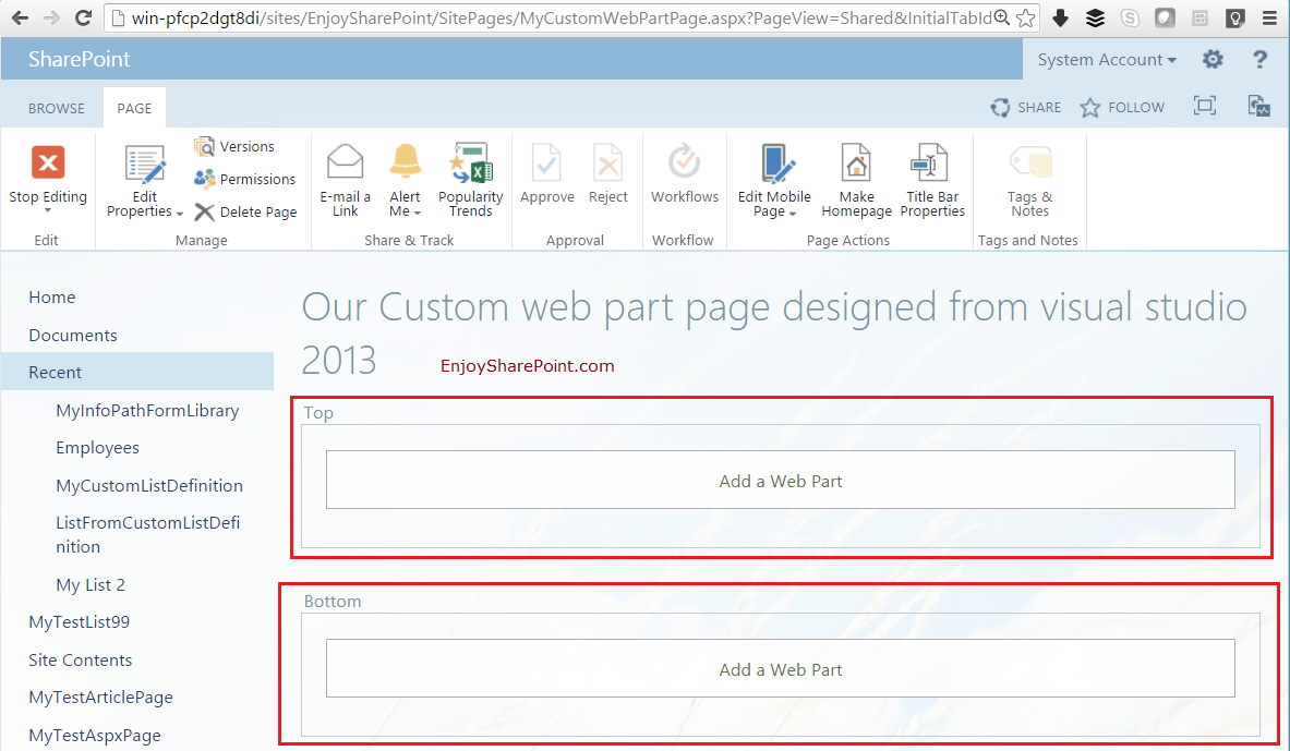 Create web part page using visual studio 2013 in SharePoint 2013