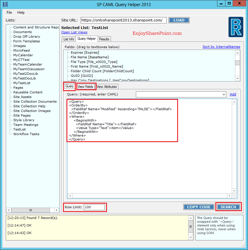 CAML Query Builder for SharePoint EnjoySharePoint