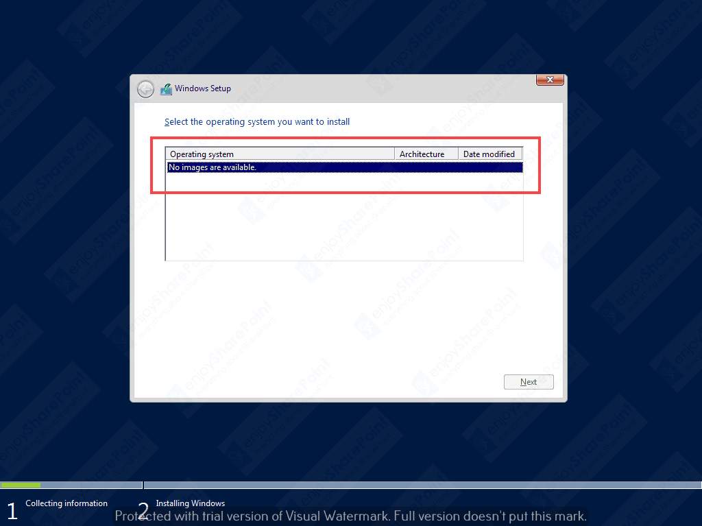 [Solved] Windows Server 2016 no images are available EnjoySharePoint