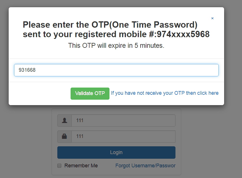 Generate One Time Password (OTP) in using (generate OTP