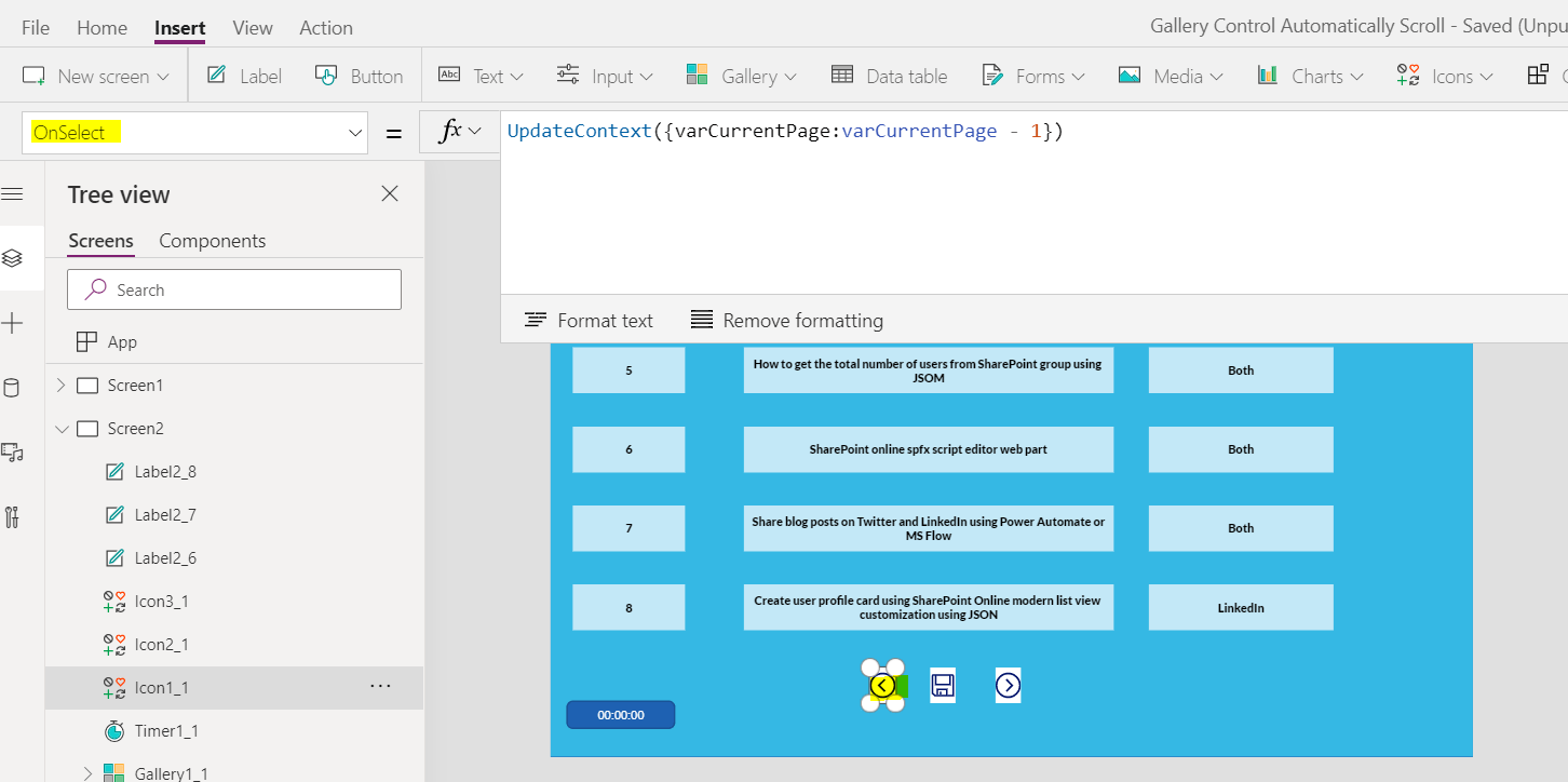 Automatically scroll Gallery control in PowerApps Enjoy SharePoint