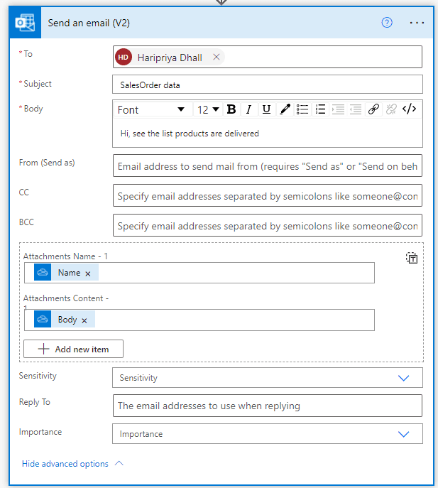 Power Automate export SharePoint list to excel and send an email
