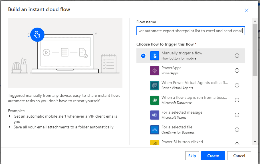 Power Automate export SharePoint list to excel and send an