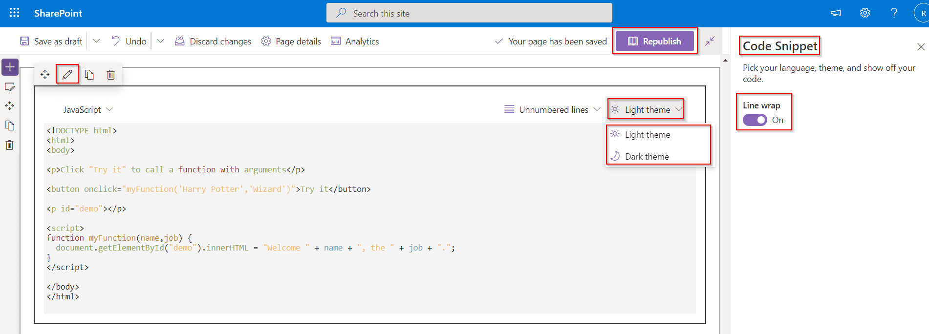 SharePoint Online Code snippet web part Enjoy SharePoint
