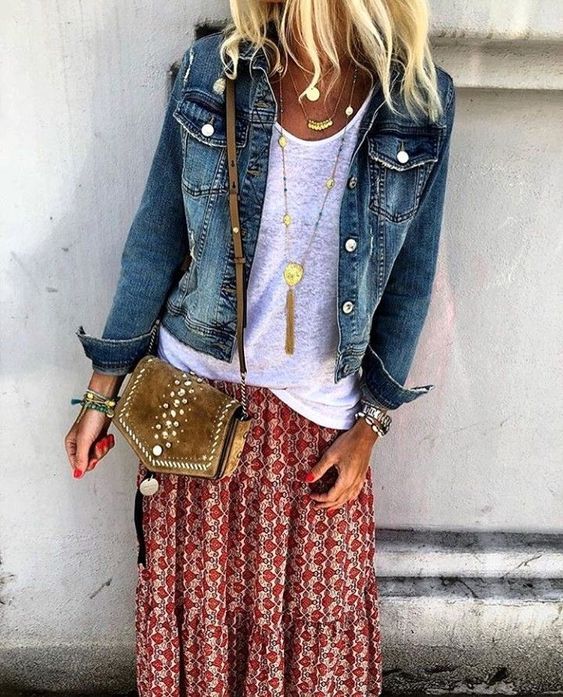 veste en jean style bohème