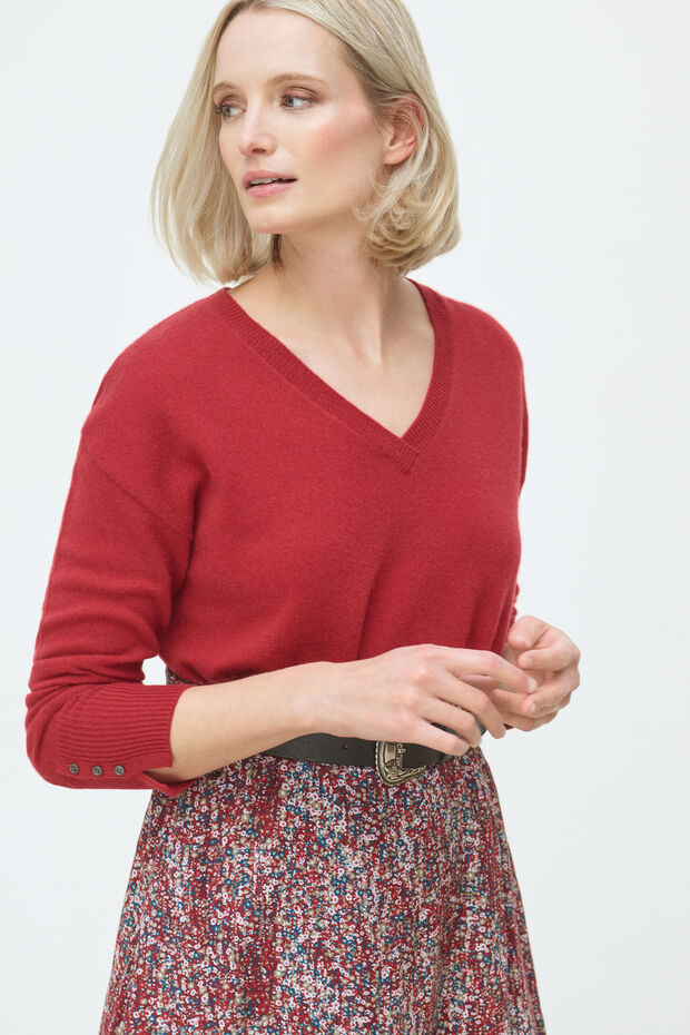 pull rouge en cachemire