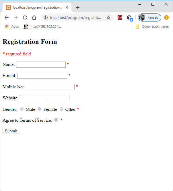Registration Form Validation In Php Enrollment Form