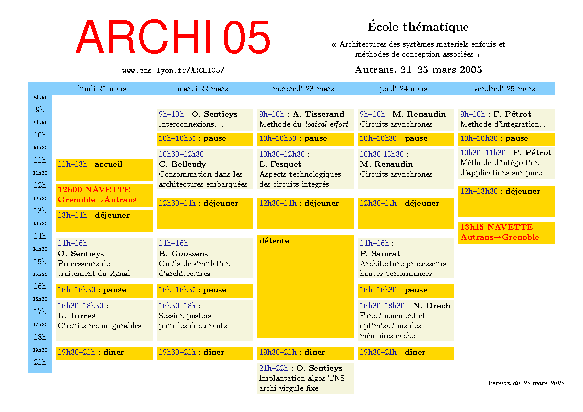 École thématique ARCHI05 programme