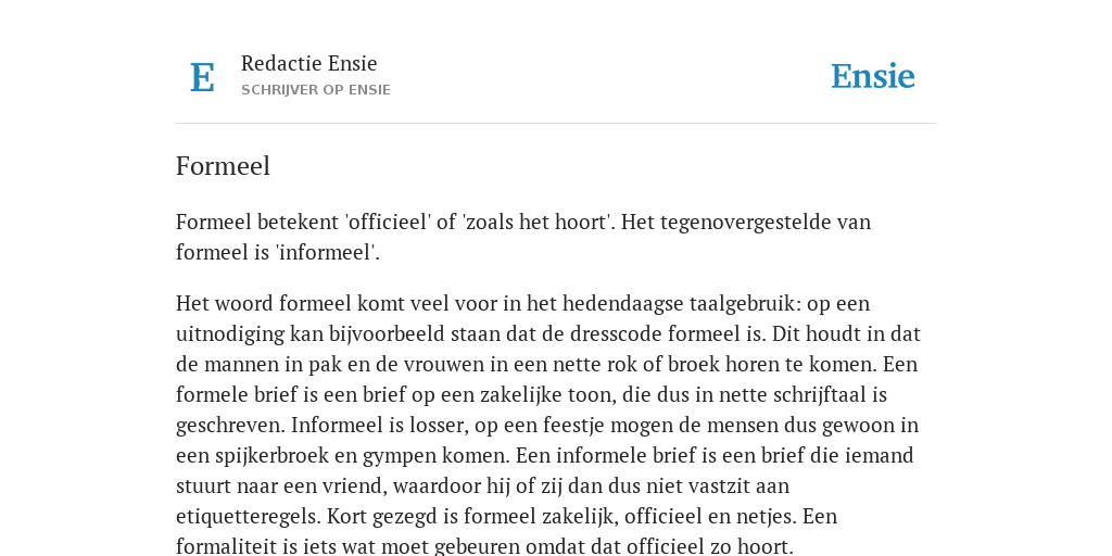 wat is formeel en informeel