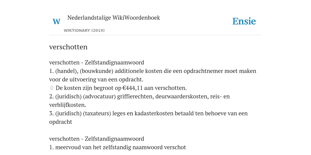 verschotten - de betekenis volgens Nederlandstalige WikiWoordenboek