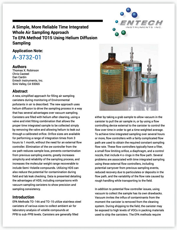 A Simple, More Reliable Time Integrated Whole Air Sampling Approach To