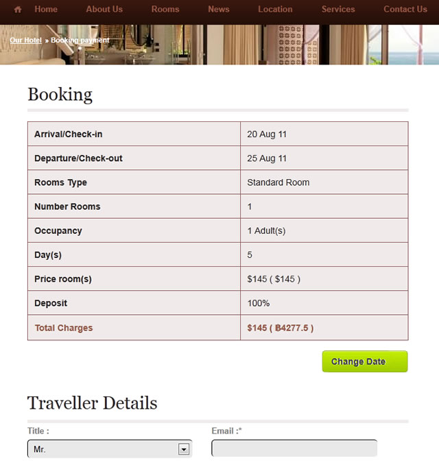 Online Hotel Reservation   Design in Pattaya