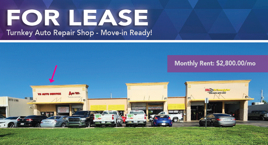 FOR LEASE Turnkey Auto Repair Shop Movein Ready! Entisso Real
