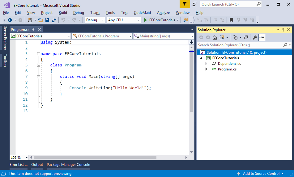 First EF Core Console Application First EF Core Console Application