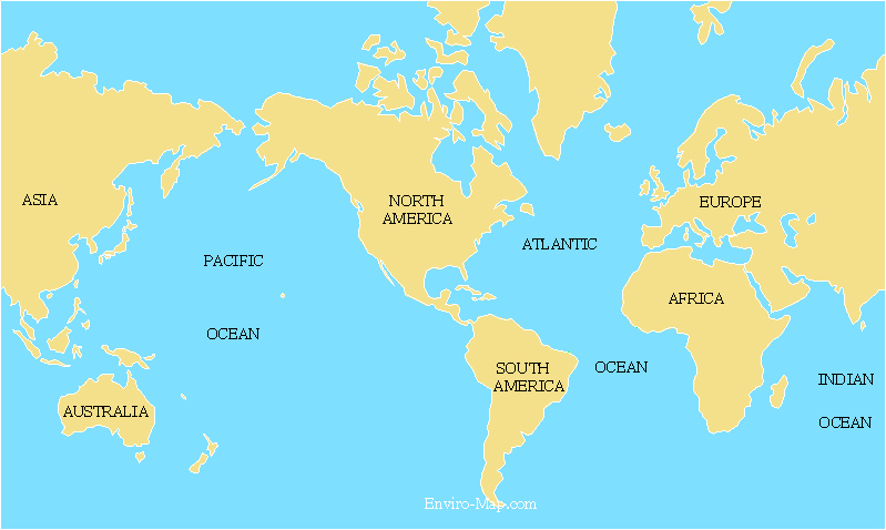 World Map With Ocean Names Free Map of the World World Maps