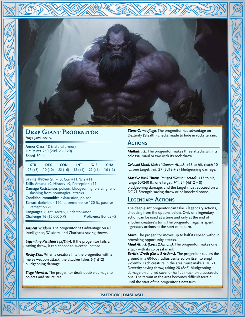 Patreon Legacy of the Giants A 5E compendium featuring over 100