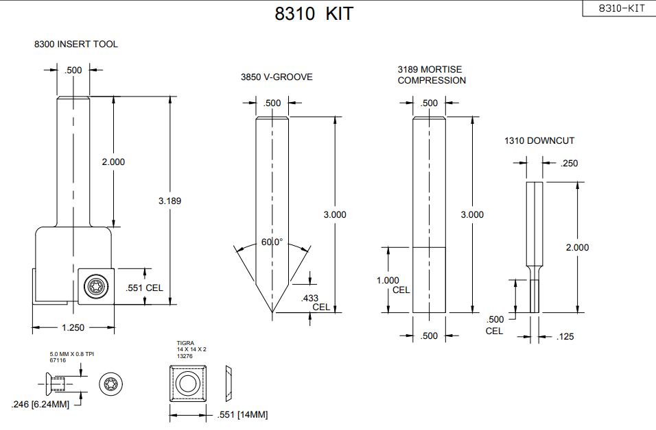 Vortex Series 8300 Insert Shaker Door Set Edge of Arlington Saw