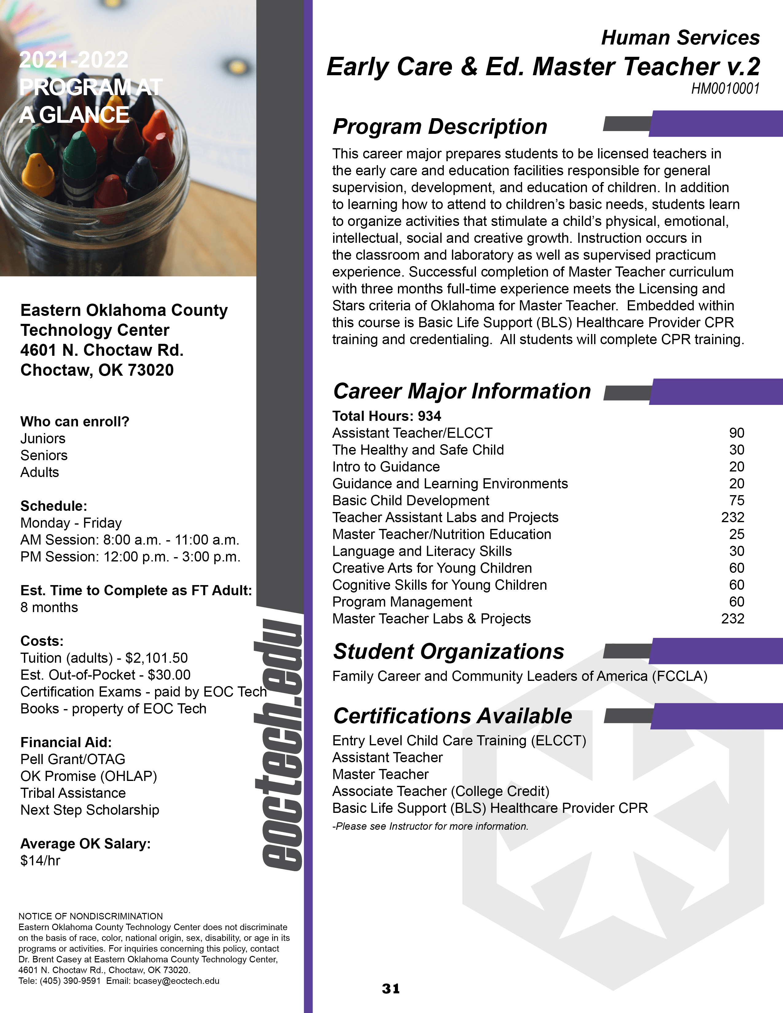 Early Child Care and Education Eastern Oklahoma County Technology Center