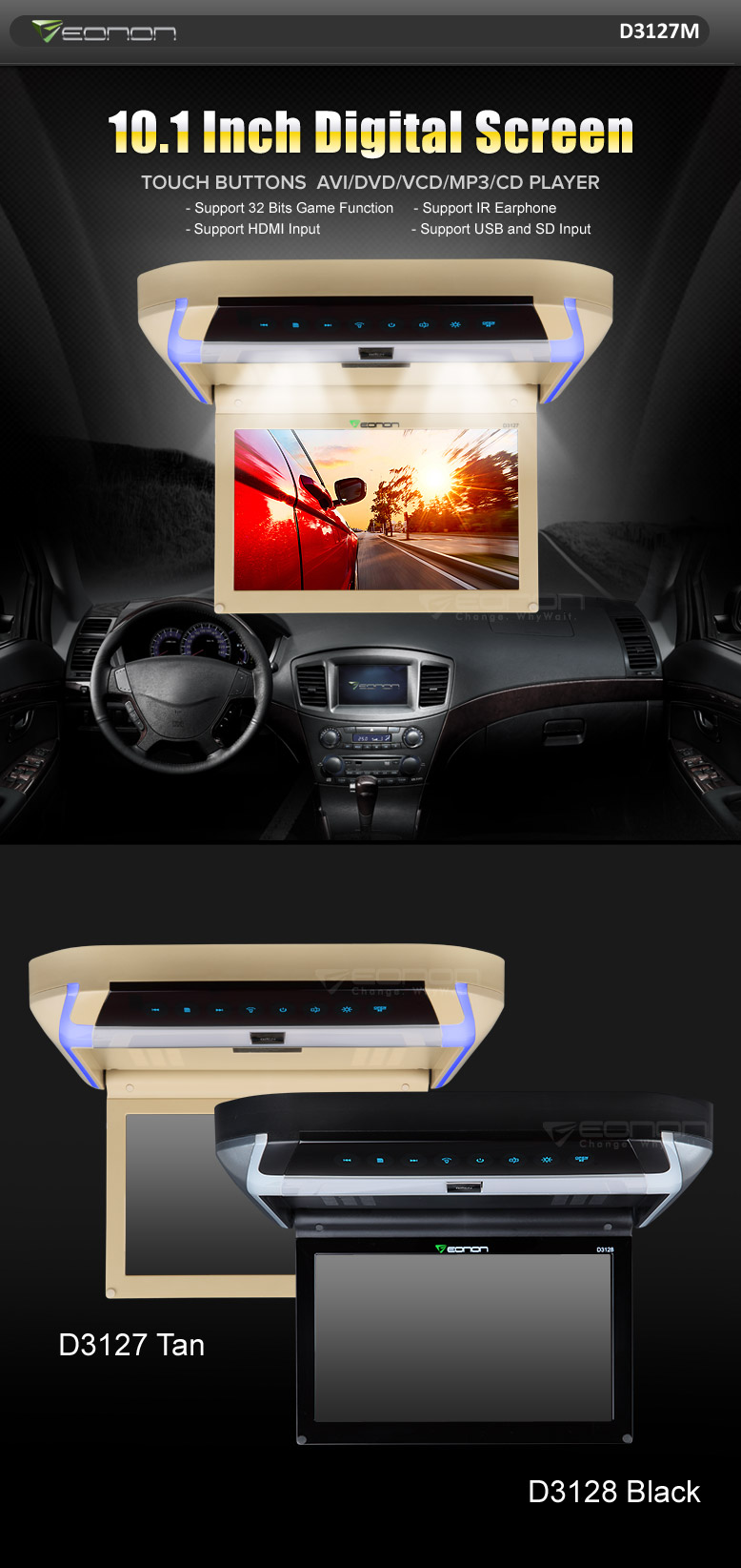 Eonon D3127M Car Monitors Car Flip Down Monitor