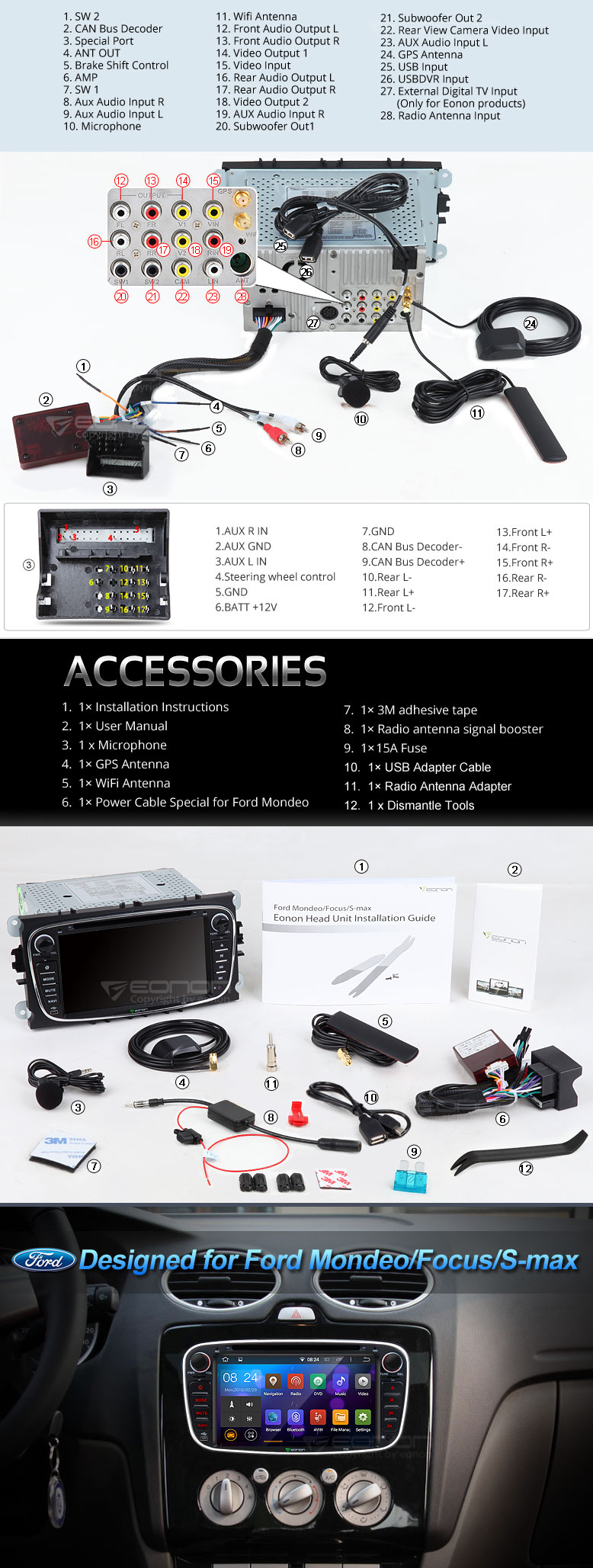 Eonon GA5162F Ford Android Car DVD Ford Navigation Ford Sat Nav