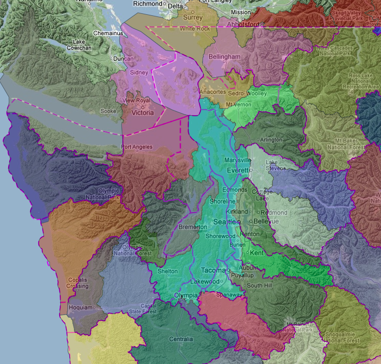 WRIA vs Watershed Subbasin Encyclopedia of Puget Sound