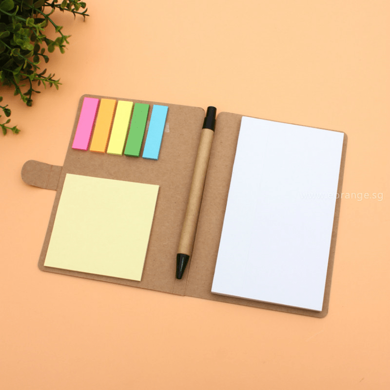 EcoFriendly Desk Essentials Notebooks with Sticky Memopad and Pen E