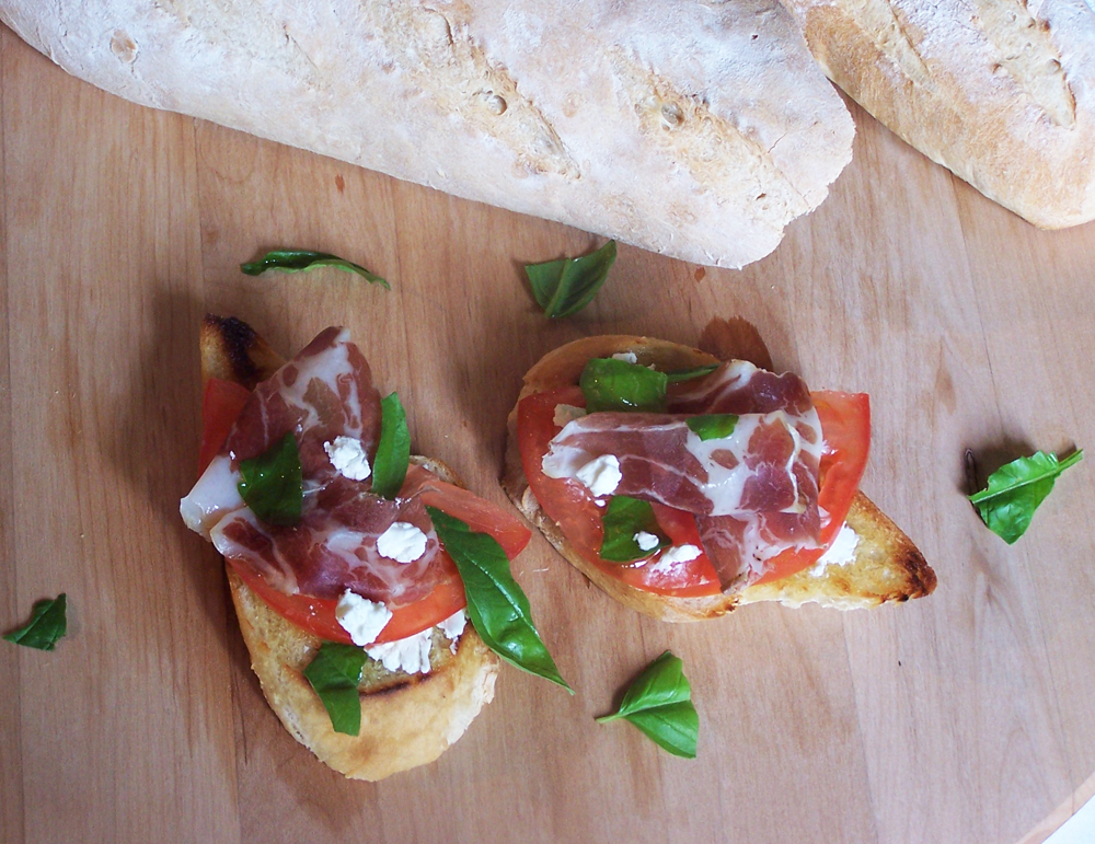 Bruschetta with Tomato Coppa and Goat Cheese Epicure's Table