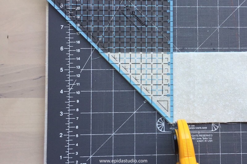 making halfsquare triangle units by sewing triangles together