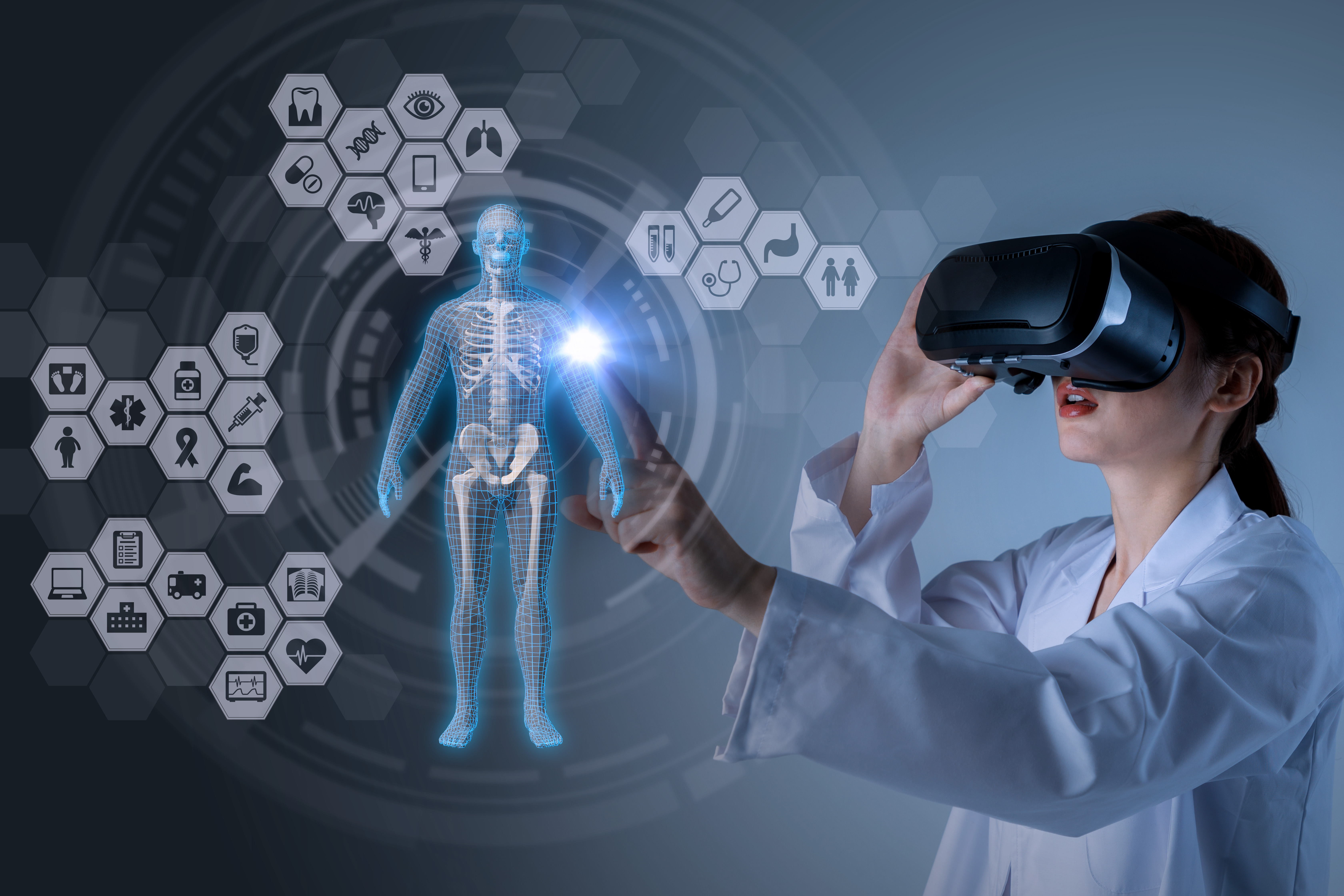 medical technology concept. virtual reality. 3D rendering. mixed media
