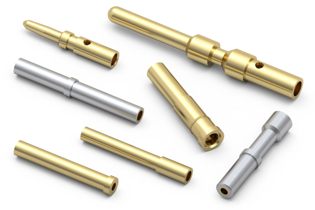 Crimp pins and receptacles are precisionmachined Electronic Products