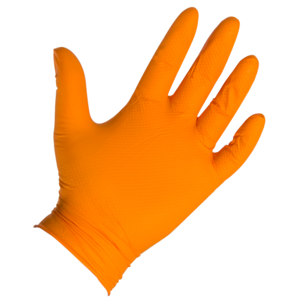 SAS SAFETY CORP 66574 ASTROGRIP TEXTURED NITRILE GLOVES ORANGE (BX 100) 7 MIL XL Equiparts