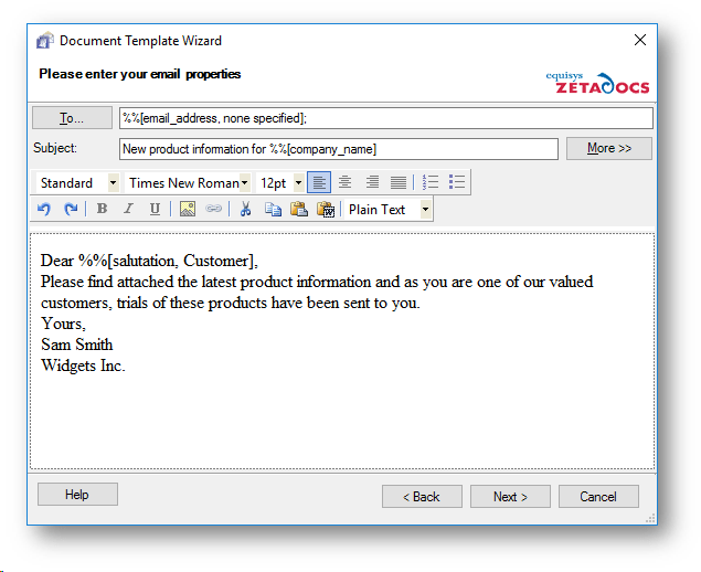 Tutorials > Tutorial 5 Creating document templates