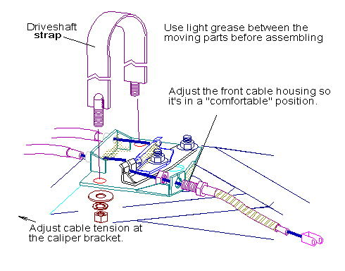 Emergency brake cable (ERA suspension) routing