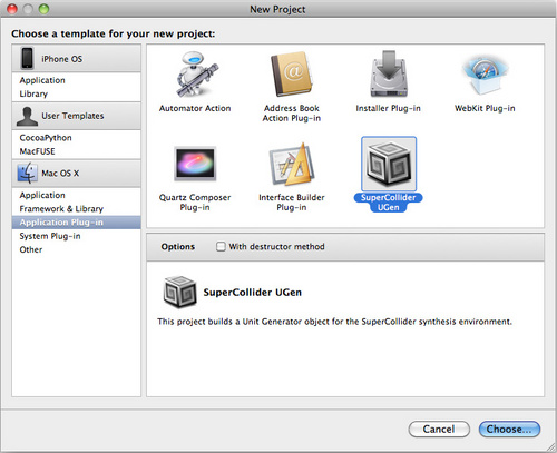 SuperCollider Xcode UGen templates