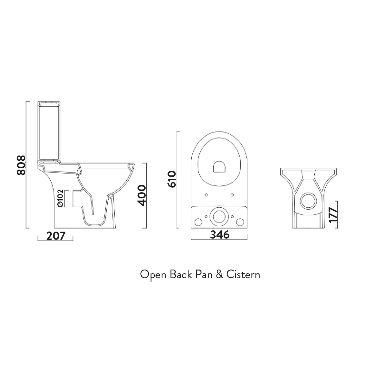 Avenue Tendo Rimless Open Back Toilet with Cistern and Soft Close Seat
