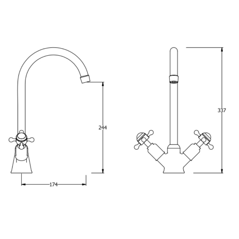 Crosswater Belgravia Crosshead 1 Tap Hole Deck Mounted Kitchen Tap