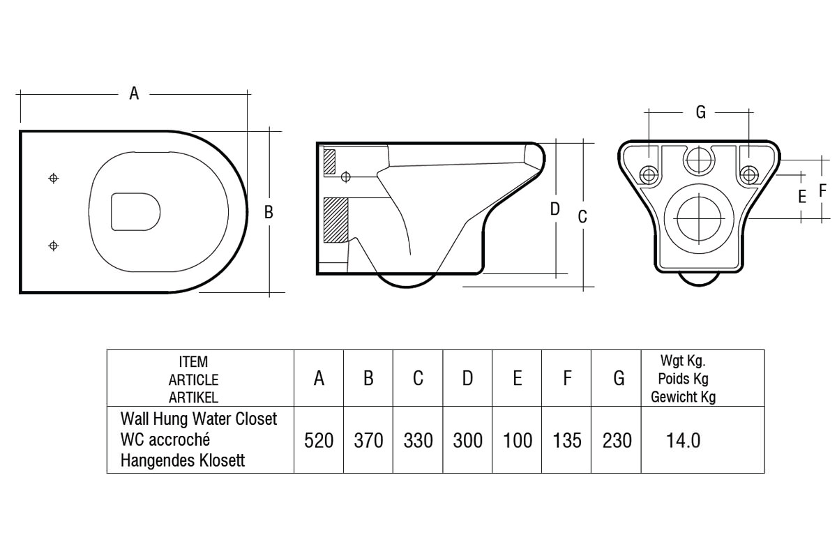 RAK Compact Wall Hung 520mm Toilet Pan And Soft Close Seat