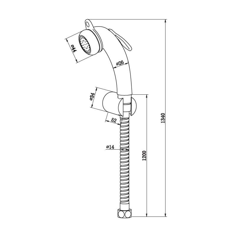 Deva Stattaf Handheld Douche Shower Head with Hose and Wall Bracket