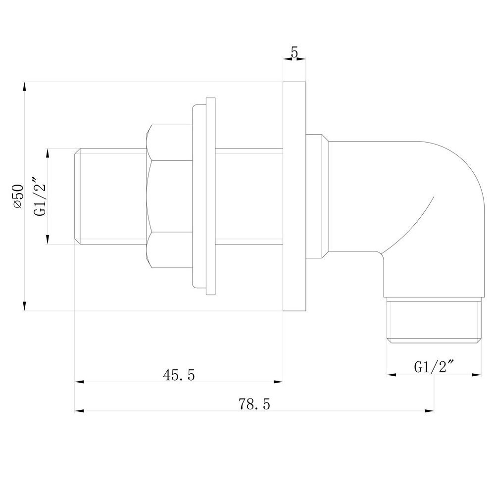 Horizon Chrome Round Traditional Shower Wall Outlet Elbow