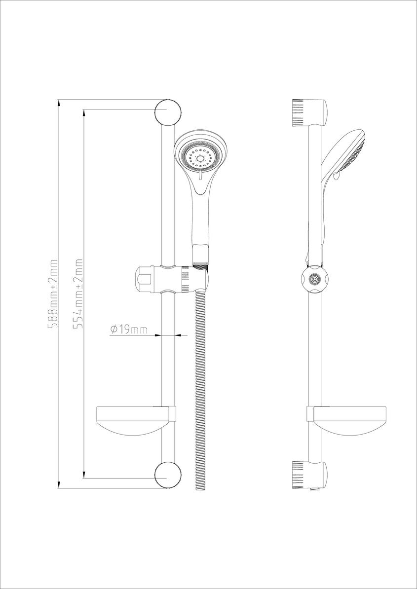 Premier Shower Slider Rail Kit With Multi Function Handset